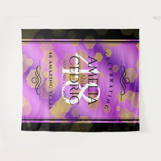 48エレガントアメジスト結婚記念日 タペストリー (正面(横))