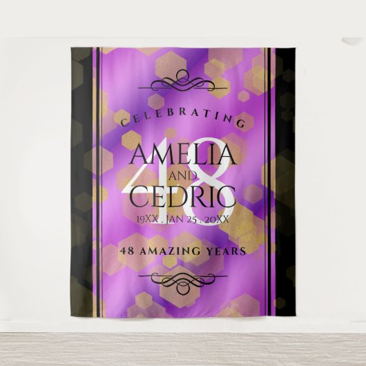 48エレガントアメジスト結婚記念日 タペストリー (正面)