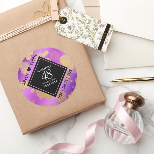 48エレガントアメジスト結婚記念日 ラウンドシール (ギフト)