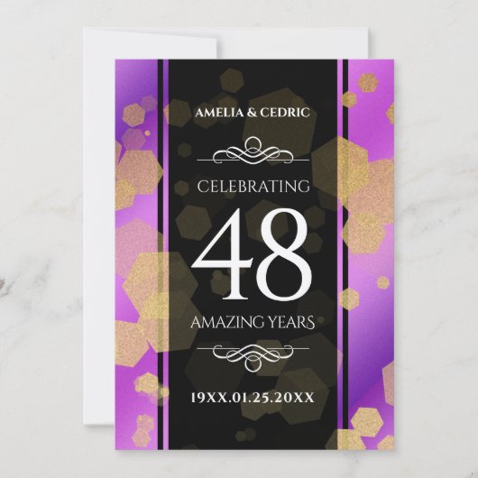48エレガントアメジスト結婚記念日 招待状 (正面)