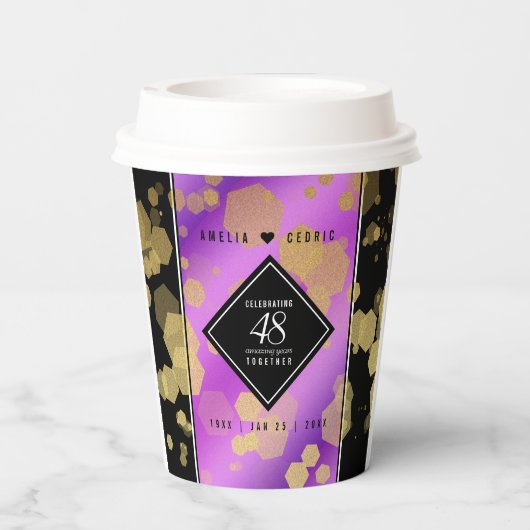48エレガントアメジスト結婚記念日 紙コップ (裏面)