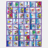 48フォトグリッドコラージュ紫王室の色 フリースブランケット (正面)