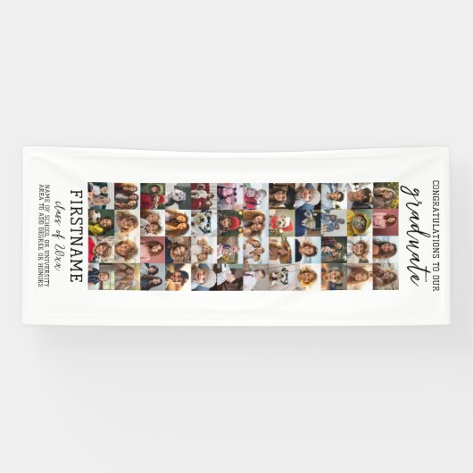 48フォトコラージュ卒業白モダンミニマル色 横断幕 (横)