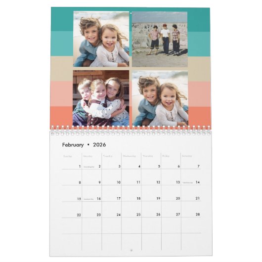 48写真 – レトロストライプファカラフルミリ カレンダー (2月 2026)