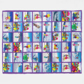 48枚のフォトコラージュ ロイヤルパープル フリースブランケット (正面(横))