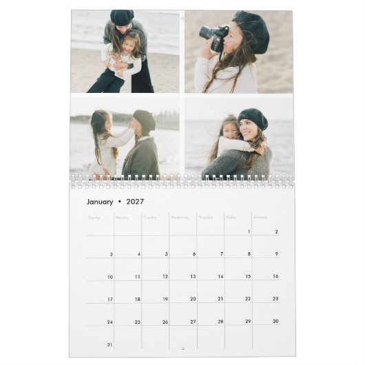 48枚シンプルの写真カレンダーのグリカスタムッド カレンダー (1月 2027)