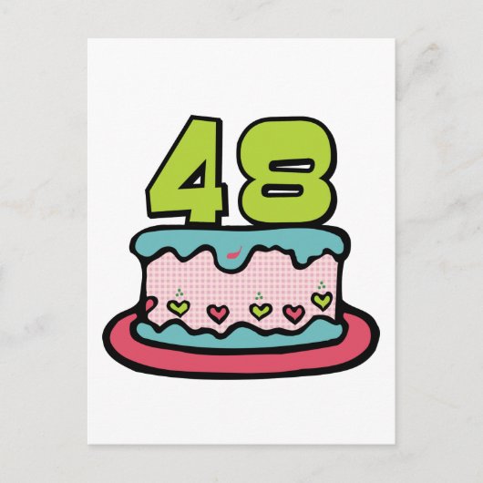 48歳お誕生日ケーキ ポストカード (正面)
