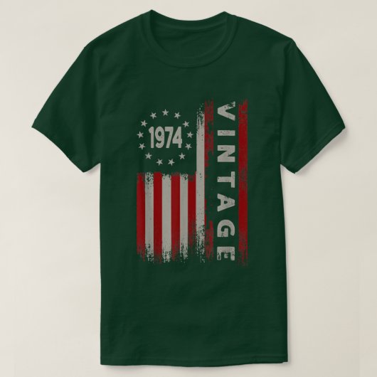48歳のギフトヴィンテージ1974アメリカ国旗48日 Tシャツ (デザイン正面)