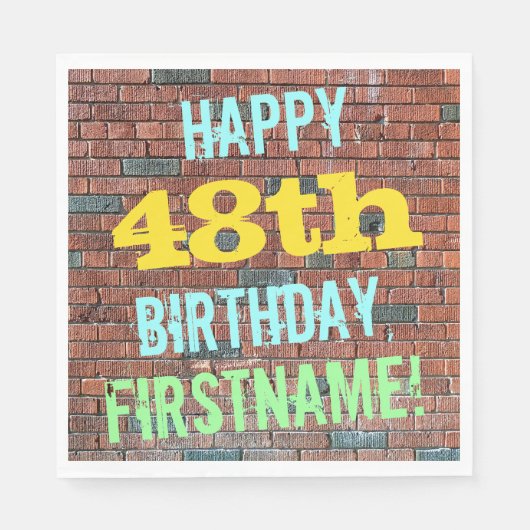 48歳の誕生日おめでとう + 名前 スタンダードランチョンナプキン (正面)