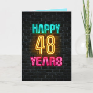 48歳の誕生日にネオンのサインが入る カード