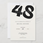 48歳の誕生日パーティーの招待状 - 太字タイプ 招待状 (正面)