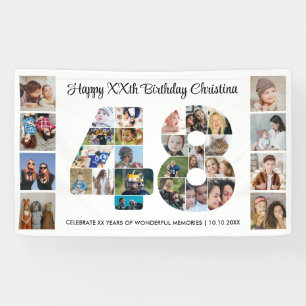 48歳の誕生日パーティーナンバー48フォトコラージュ 横断幕