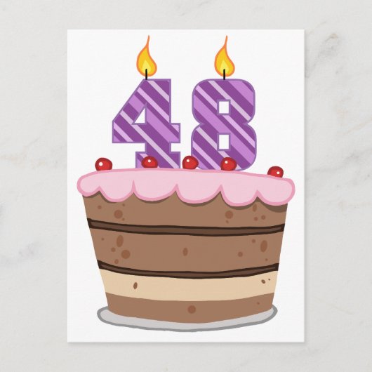 48歳オンお誕生日ケーキ ポストカード (正面)