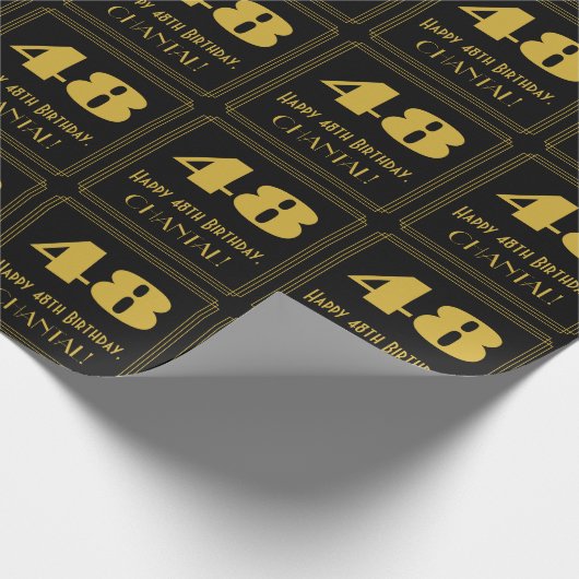 48番目の誕生日-インスパイアアールデコルック"48" & Name ラッピングペーパー (角)