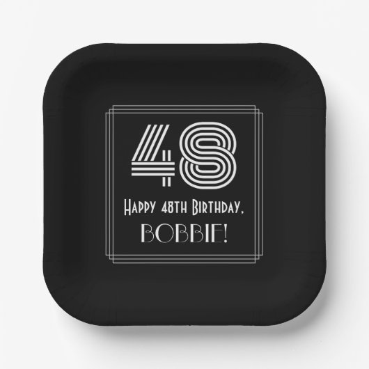 48番目の誕生日—インスパイアアールデコ検索「48」 +名前 ペーパープレート (正面)