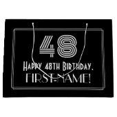 48番目の誕生日—インスパイアアールデコ「48」の外観と名前 ラージペーパーバッグ (正面)