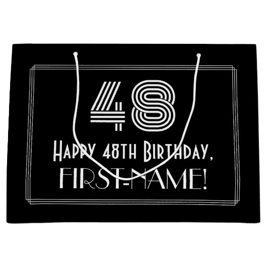 48番目の誕生日—インスパイアアールデコ「48」の外観と名前 ラージペーパーバッグ (正面)
