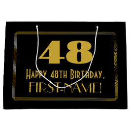 48番目の誕生日—インスパイアアールデコ「48」の外観と名前 ラージペーパーバッグ