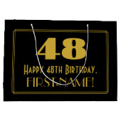 48番目の誕生日—インスパイアアールデコ「48」の外観と名前 ラージペーパーバッグ (裏面)