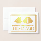 48番目の誕生日、名前+アールデコインスパイア「48」を見る 箔カード (封筒付き正面)