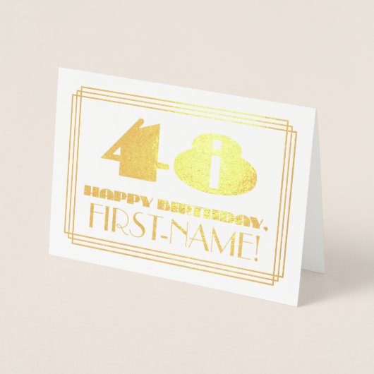 48番目の誕生日、名前+アールデコインスパイア「48」を見る 箔カード (正面)