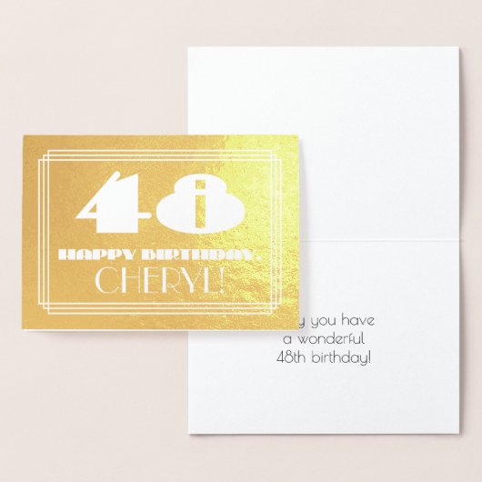 48番目の誕生日:名前+アールデコインスパイア「48」を見る 箔カード (ディスプレー)