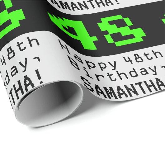 48番目の誕生日- Nerdy / オタク系のスタイル"48"と名前 ラッピングペーパー (ロールコーナー)