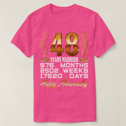48結婚した年おもしろい48結婚周年 Tシャツ (デザイン正面)