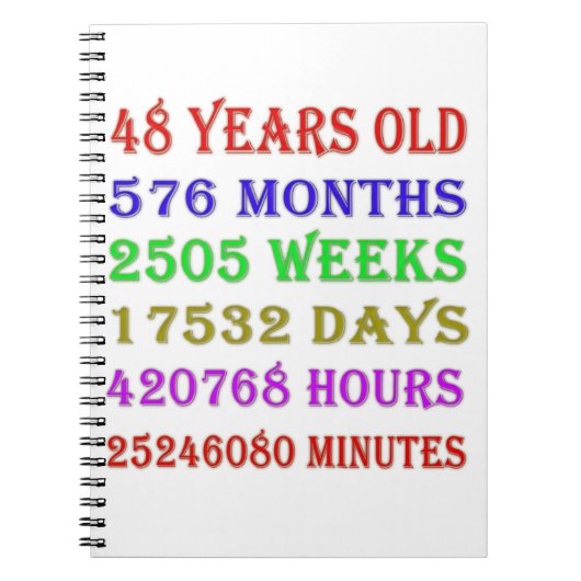 48誕生日のマイルストーン ノートブック (正面)