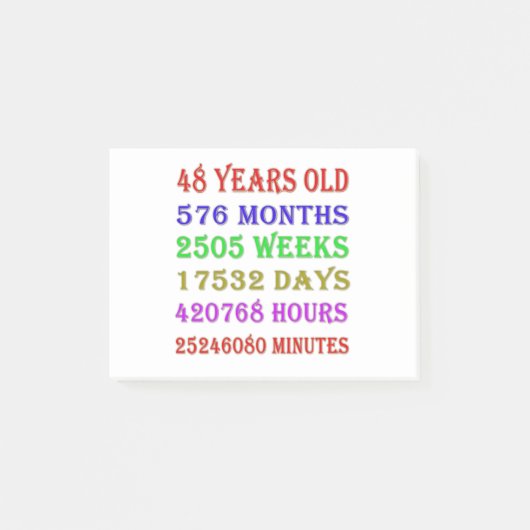 48誕生日のマイルストーン ポストイット (正面)