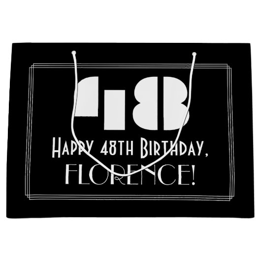 48誕生日インスパイア~アールデコルック"48" +名前 ラージペーパーバッグ (正面)