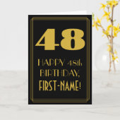 48誕生日インスパイア~アールデコルック"48" & Name カード (黄色い花)