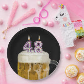 48誕生日ビールオンブラック紙プレート ペーパープレート (パーティー)