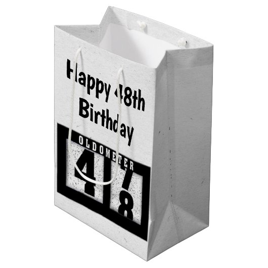 48誕生日ブラックオドメータ ミディアムペーパーバッグ (正面アングル)