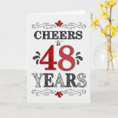 48誕生日応援の赤い白の黒のパターン カード (黄色い花)