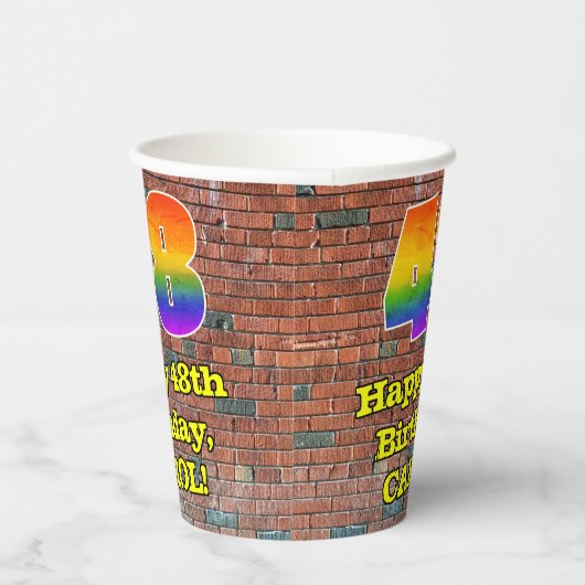 48誕生日:おもしろいグラフィティインスパイアレインボー48 紙コップ (右)
