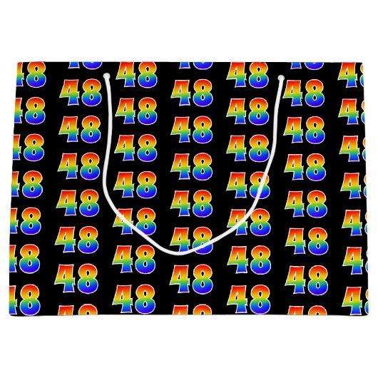 48誕生日:おもしろいレインボーイベント第48パターン ラージペーパーバッグ (正面)