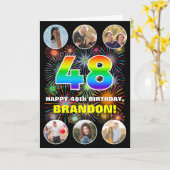 48誕生日:おもしろいレインボー#,名前をカスタムする&写真 カード (黄色い花)