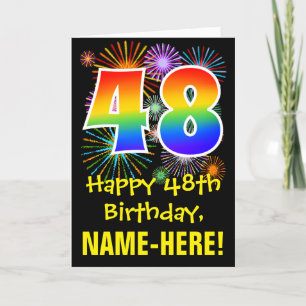 48誕生日:おもしろい花火パターン+虹48 カード