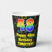48誕生日:おもしろい音符パターン、レインボー48 紙コップ (正面)