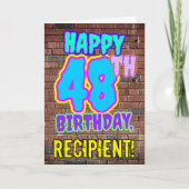 48誕生日-おもしろい、アーバングラフィティインスパイアルック カード (正面)