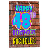 48誕生日:おもしろい、アーバングラフィティインスパイアルック ミディアムペーパーバッグ (正面)