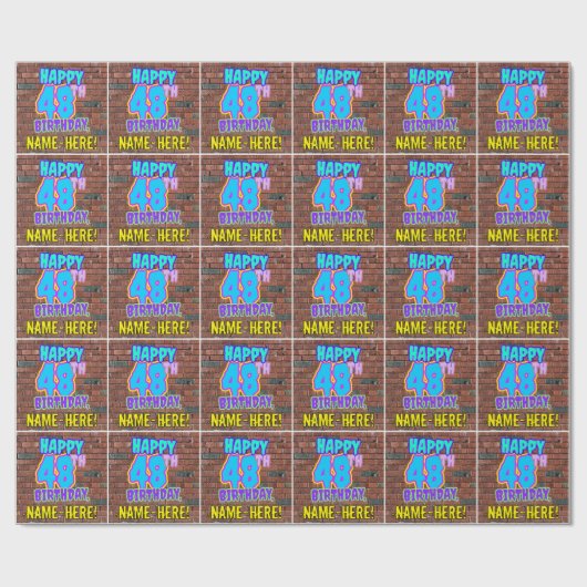 48誕生日:おもしろい、アーバングラフィティインスパイアルック ラッピングペーパー (フラット)