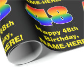 48誕生日:おもしろい、カラフルレインボーインスパイア# 48 ラッピングペーパー (ロールコーナー)