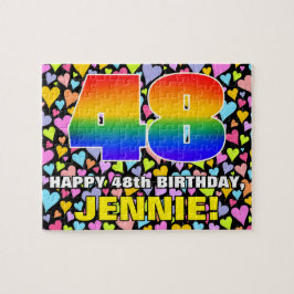 48誕生日—おもしろい、愛するハートシェイプ+「48」 ジグソーパズル