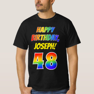 48誕生日— はっきりしたおもしろい、レインボー48、名前をカスタムする Tシャツ