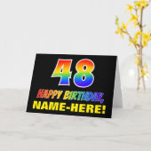 48誕生日:はっきりした,おもしろい,シンプル虹, 48 カード (黄色い花)