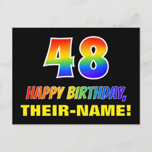 48誕生日:はっきりした,おもしろい,シンプル虹， 48 ポストカード
