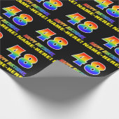 48誕生日:はっきりした,おもしろい,シンプル虹, 48 ラッピングペーパー (角)