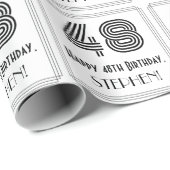 48誕生日:アールデコインスパイアスタイル「48」 +名前 ラッピングペーパー (ロールコーナー)